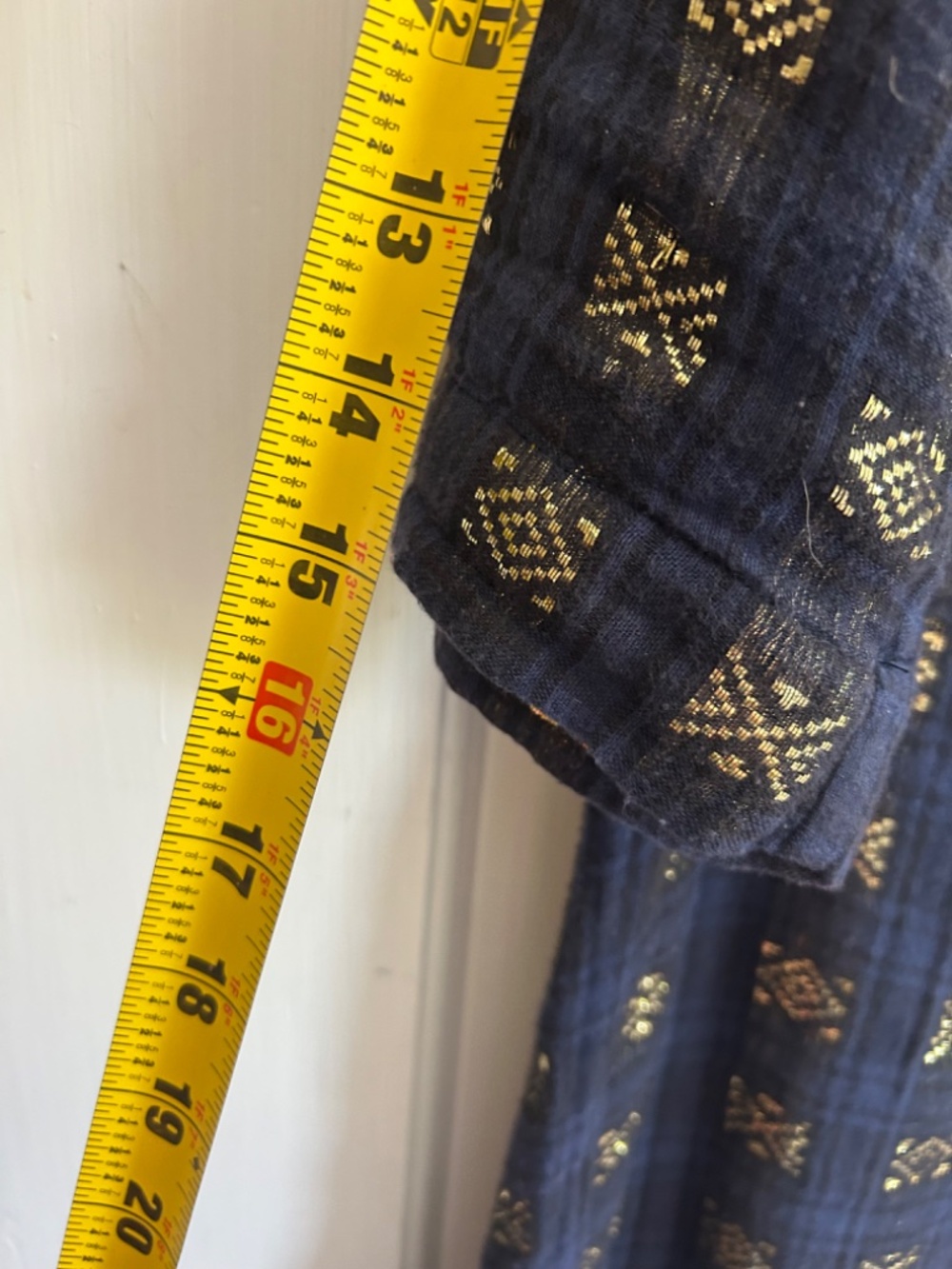 Navy and Gold Indian Cotton Dress - Picture 5 of 9